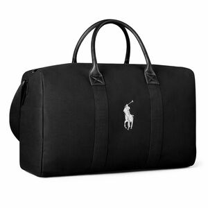 NWT Ralph Lauren Black Canvas Duffle Bag Travel Weekender Big Pony Cotton